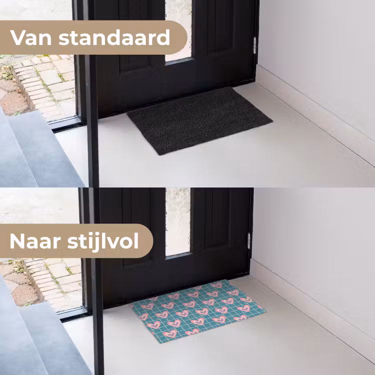Hartjes - Raster - Patroon - Blauw Deurmat klein 898 -voor-na_NL