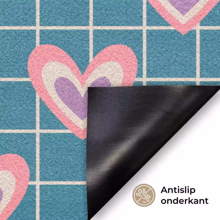 Hartjes - Raster - Patroon - Blauw Deurmat klein 898 -antislip_NL