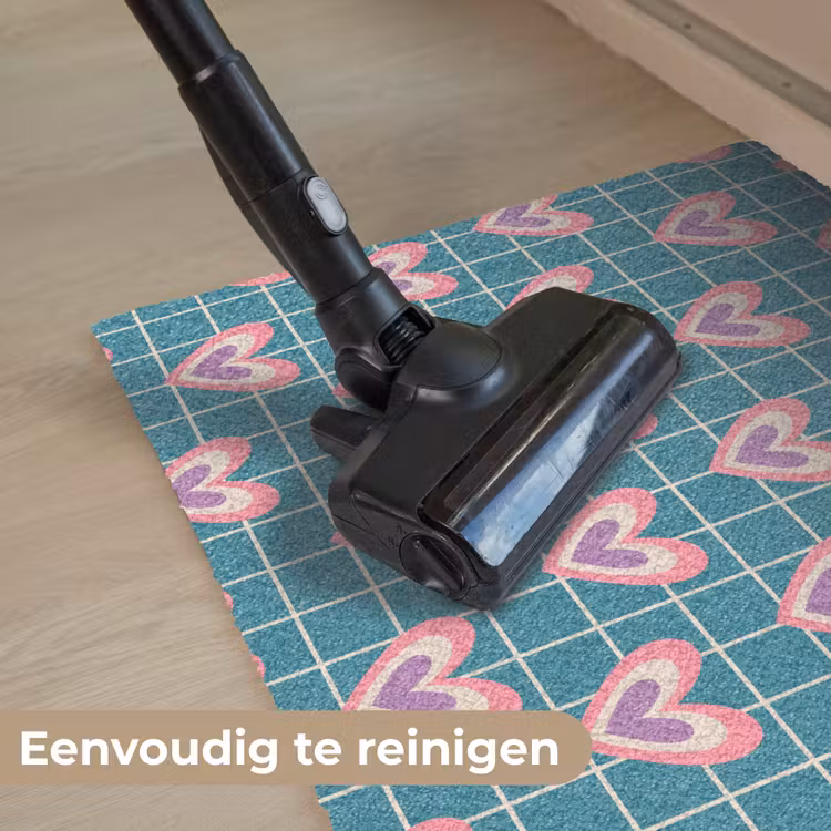Hartjes - Raster - Patroon - Blauw Deurmat klein 898 -reinigen_NL