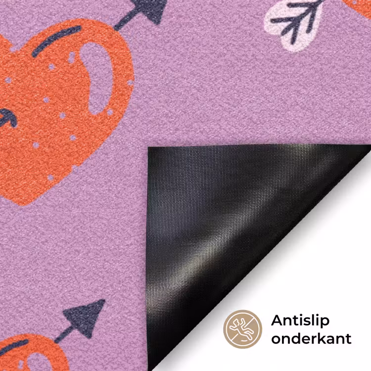 Hartjes - Rood - Paars - Print - Liefde Deurmat klein -antislip_NL