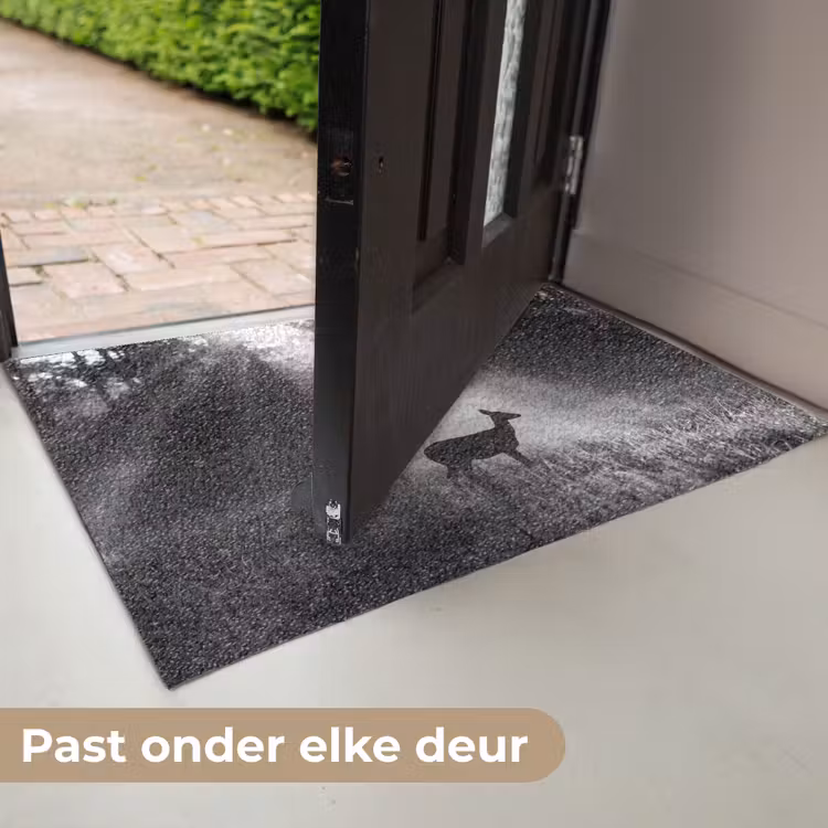 Hert - Bos - Zonnestralen - Zwart-wit - Natuur Deurmat klein -USP_NL