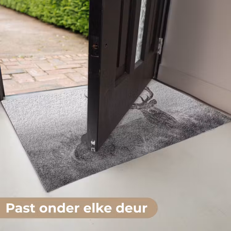 Hert - Mistig - Zwart - Wit Deurmat klein -USP_NL