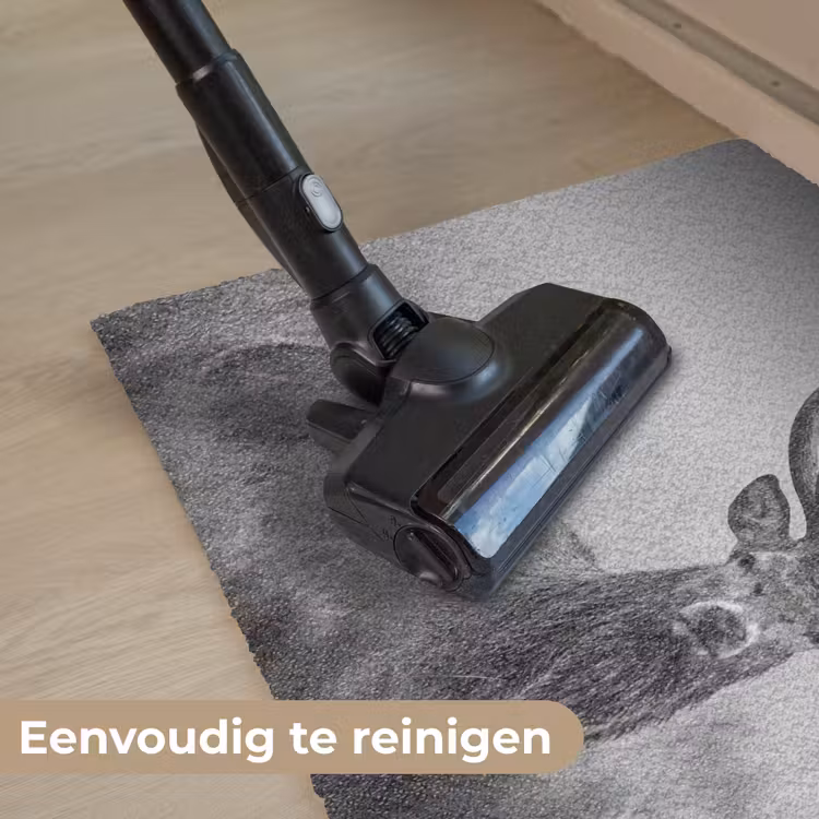 Hert - Mistig - Zwart - Wit Deurmat klein -reinigen_NL
