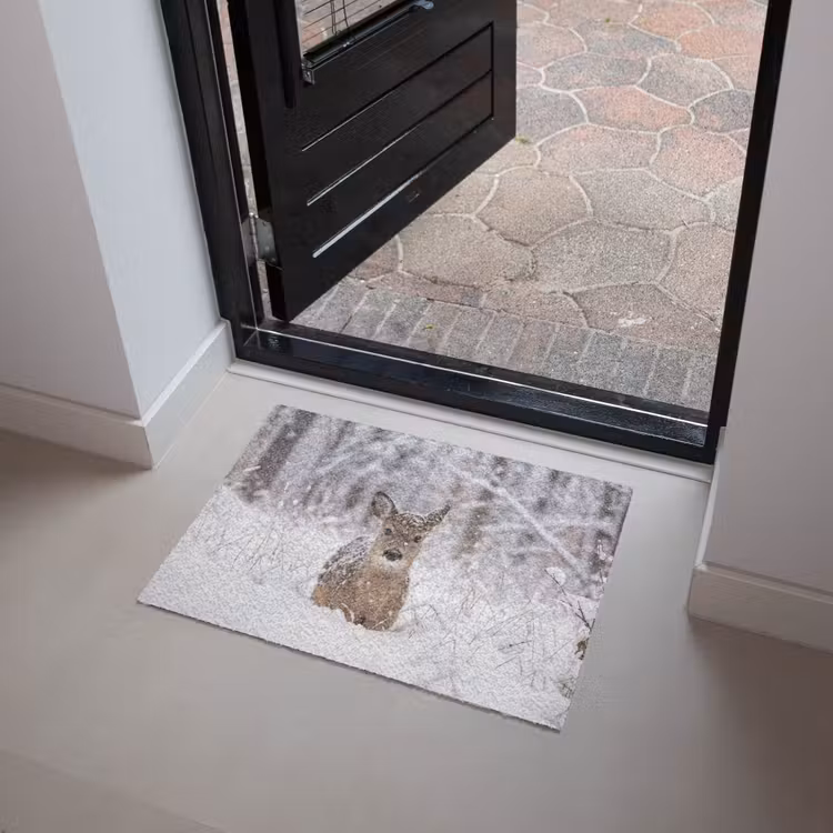 Hert - Sneeuw - Bos - Dieren - Vertederend Deurmat klein -sfeer5