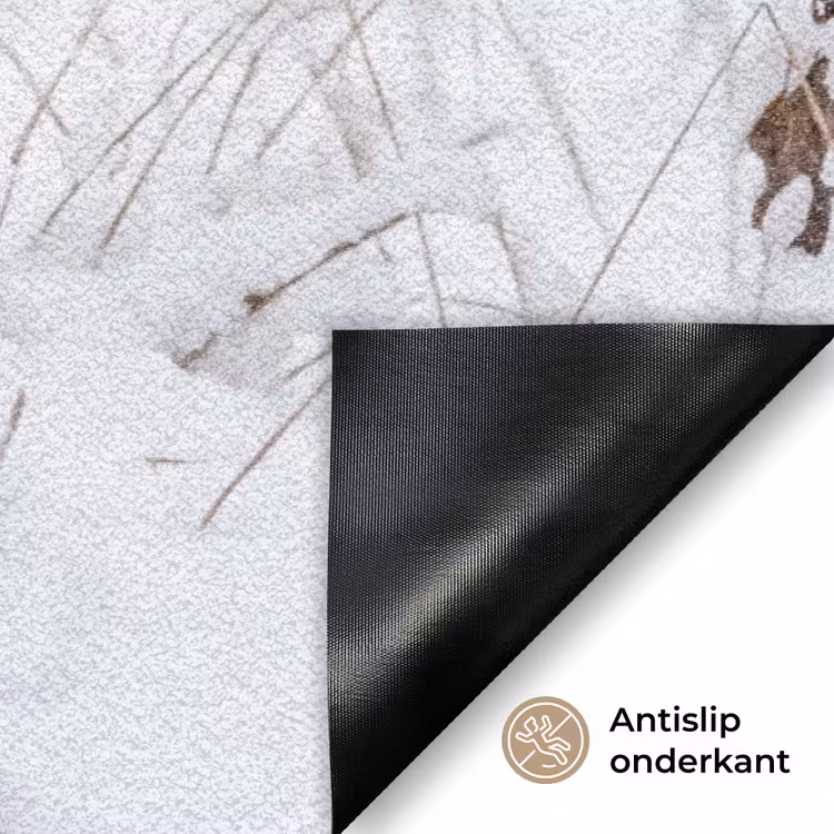 Hert - Sneeuw - Bos - Dieren - Vertederend Deurmat klein -antislip_NL
