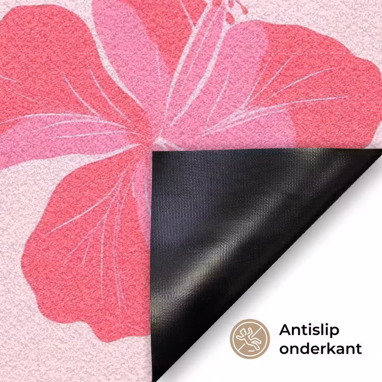 Hibiscus - Bloemen - Roze Deurmat klein 898 -antislip_NL