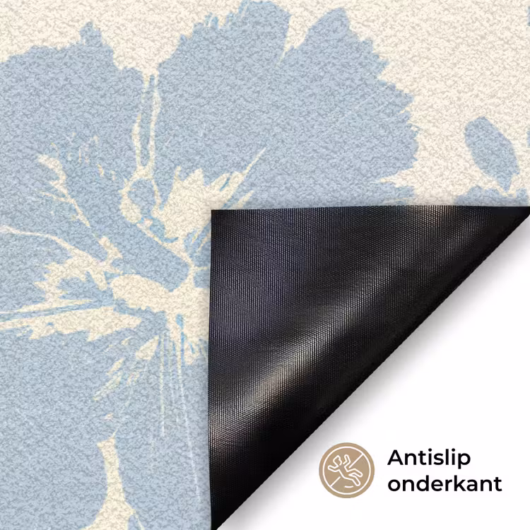 Hibiscusbloemen - Blauw - Patroon - Tropisch Deurmat klein -antislip_NL