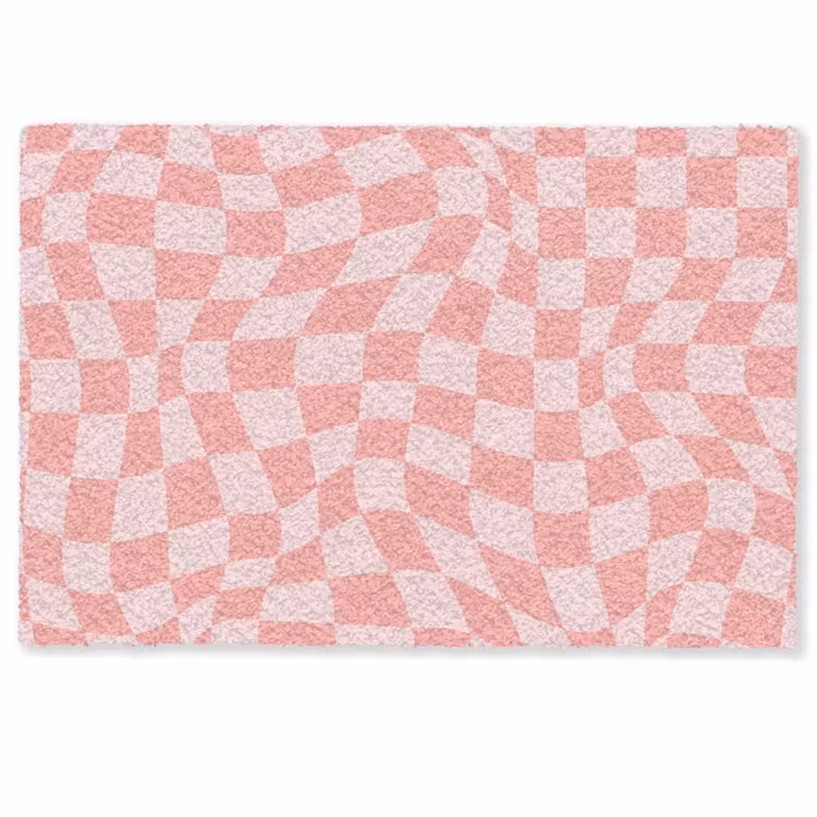 Hokjes patroon - Roze - Golvende lijnen Deurmat klein -zkaufland3d