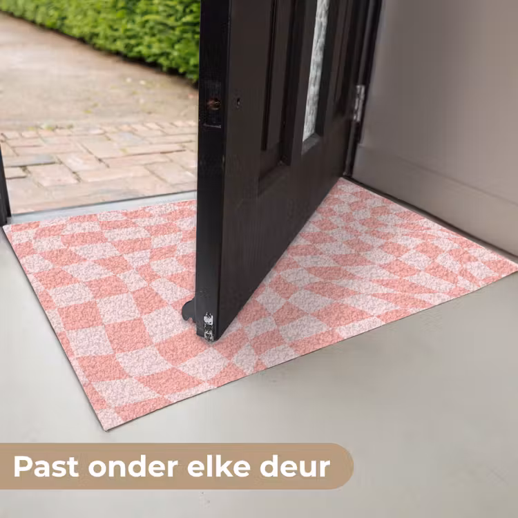 Hokjes patroon - Roze - Golvende lijnen Deurmat klein -USP_NL