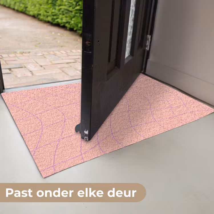 Hokjes patroon - Roze - Paars - Golvende lijnen Deurmat klein -USP_NL