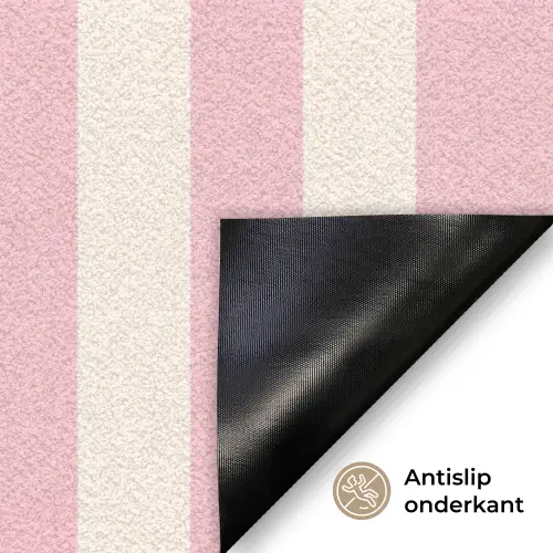 Hola - Quote - Strepen - Pastel - Roze - Rood - Wit Deurmat klein -antislip_NL