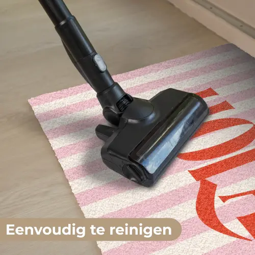 Hola - Quote - Strepen - Pastel - Roze - Rood - Wit Deurmat klein -reinigen_NL