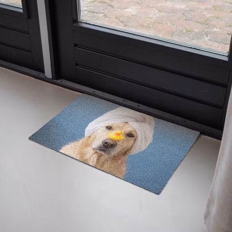 Hond - Badeend - Geel Deurmat klein -sfeer2