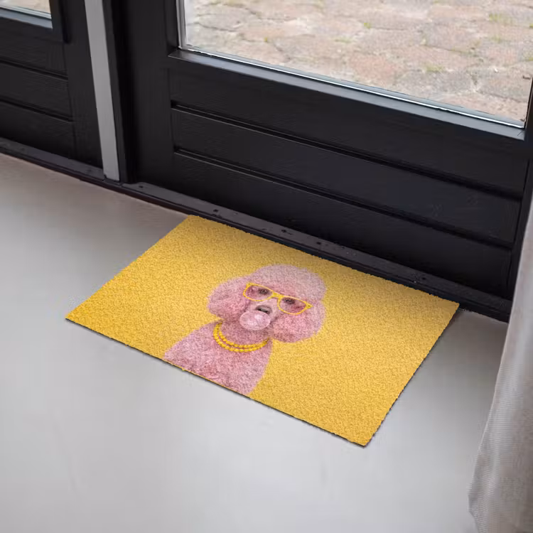Hond - Kauwgum - Dieren - Modern - Roze Deurmat klein -sfeer2