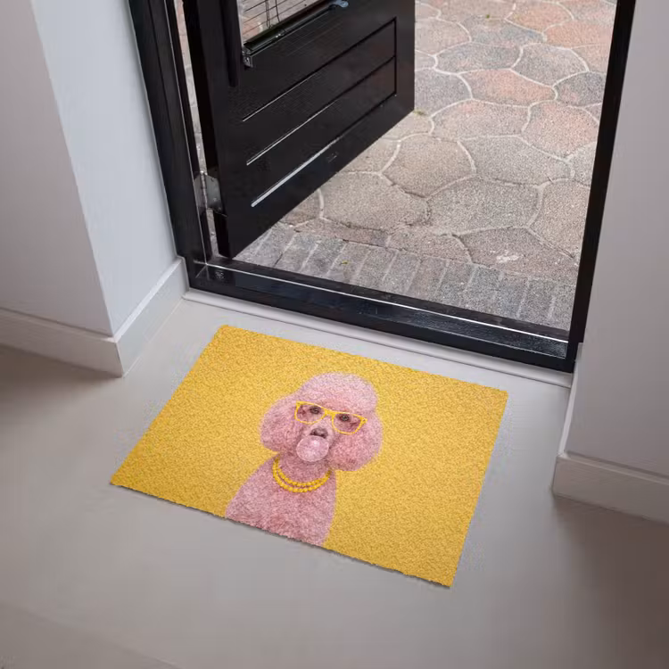 Hond - Kauwgum - Dieren - Modern - Roze Deurmat klein -sfeer5