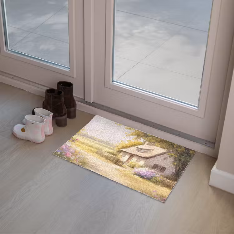 Huisje - Hout - Bloemen Deurmat klein -sfeer3
