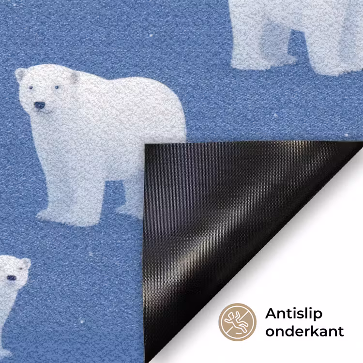 IJsbeer - Patroon - Blauw Deurmat klein 898 -antislip_NL