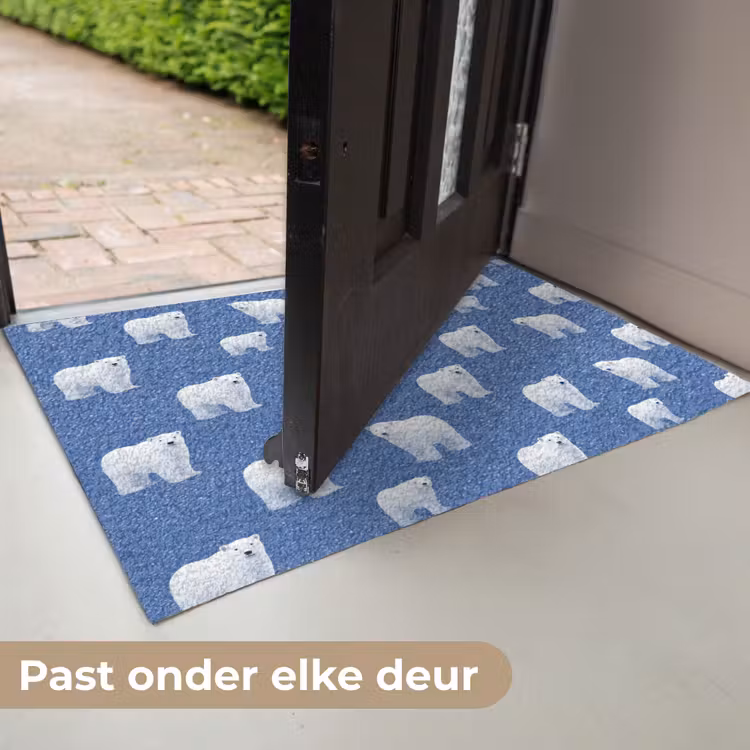 IJsbeer - Patroon - Blauw Deurmat klein 898 -USP_NL
