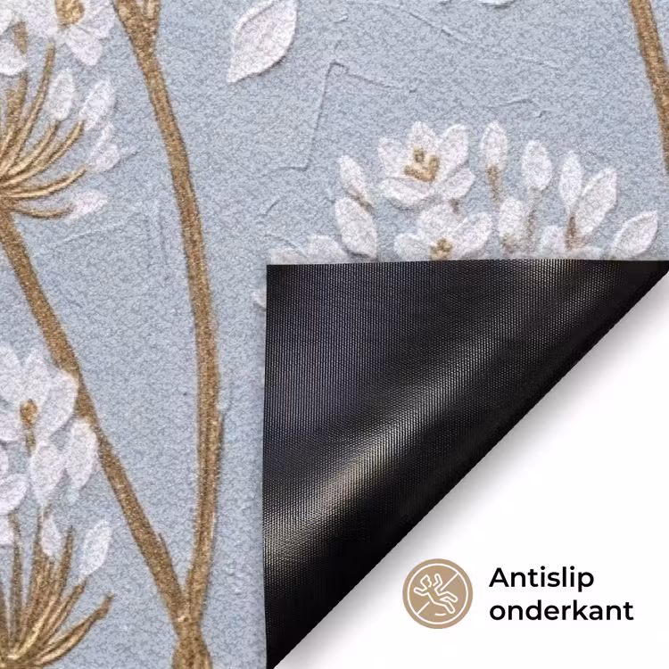Illustratie - Bloemen - Blauw Deurmat klein -antislip_NL