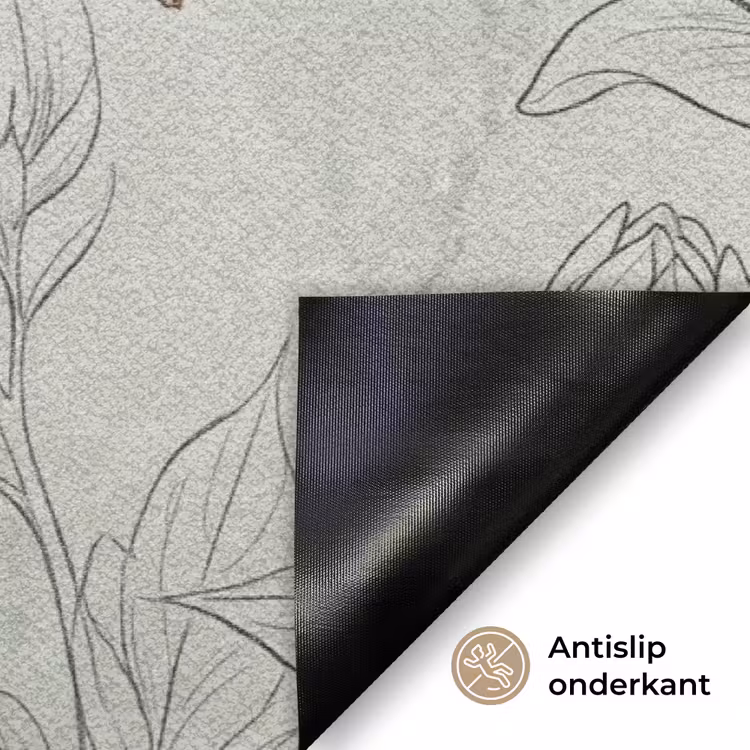 Illustratie - Bloemen - Groen Deurmat klein -antislip_NL