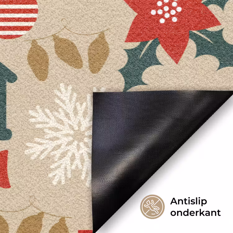 Illustratie - Kerst - Beige Deurmat klein 898 -antislip_NL