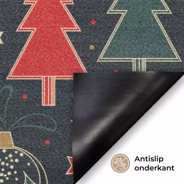 Illustratie - Kerst - Sterren - Groen Deurmat klein 898 -antislip_NL