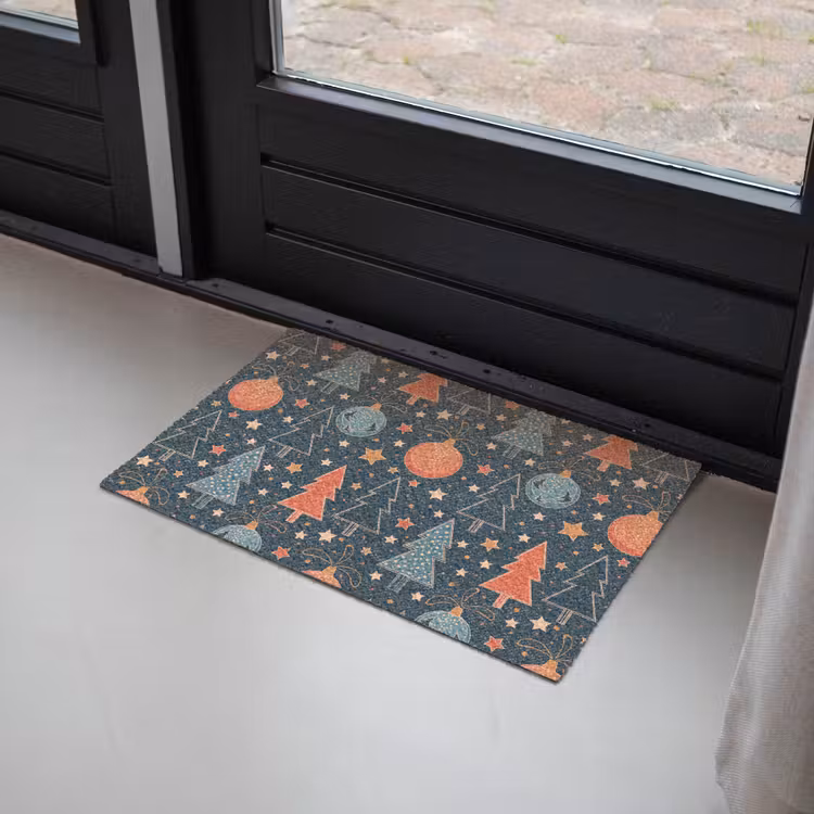 Illustratie - Kerst - Symbolen - Blauw Deurmat klein 898 -sfeer2