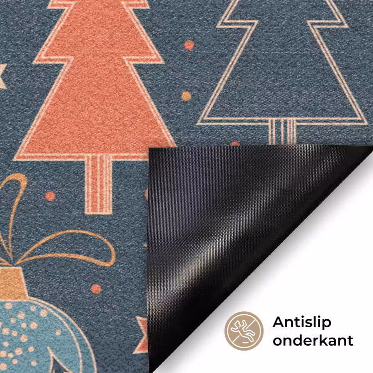 Illustratie - Kerst - Symbolen - Blauw Deurmat klein 898 -antislip_NL
