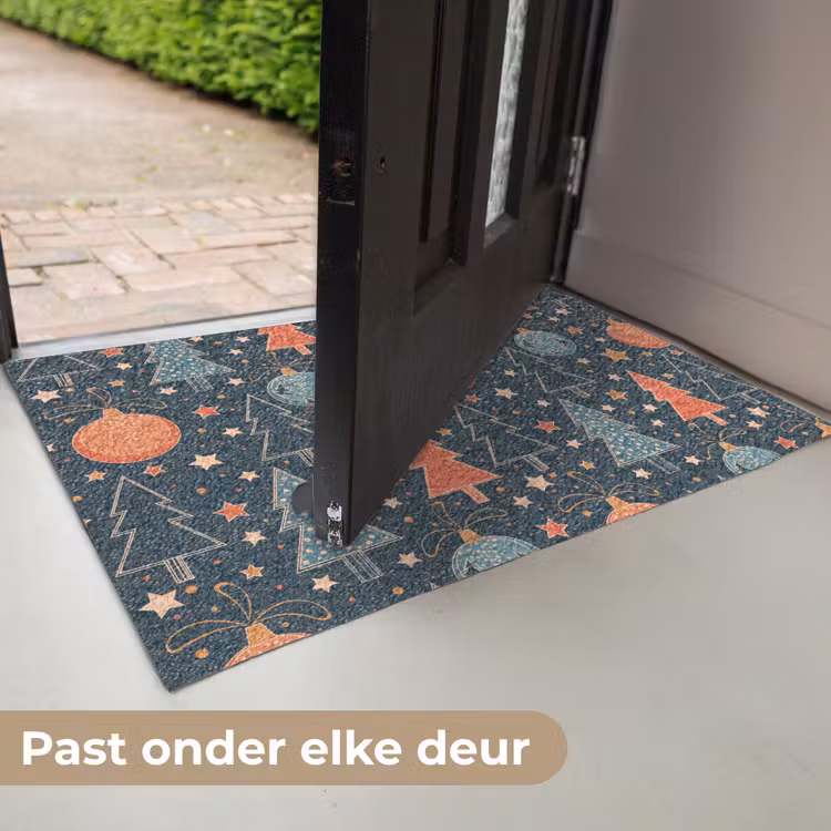 Illustratie - Kerst - Symbolen - Blauw Deurmat klein 898 -USP_NL