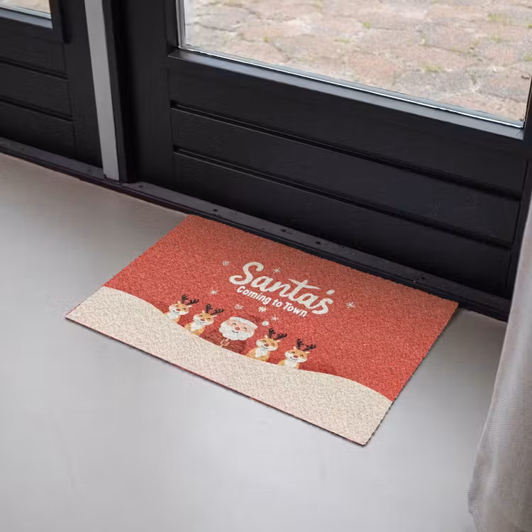 Illustratie - Kerstman - Rendieren - Rood Deurmat klein -sfeer2