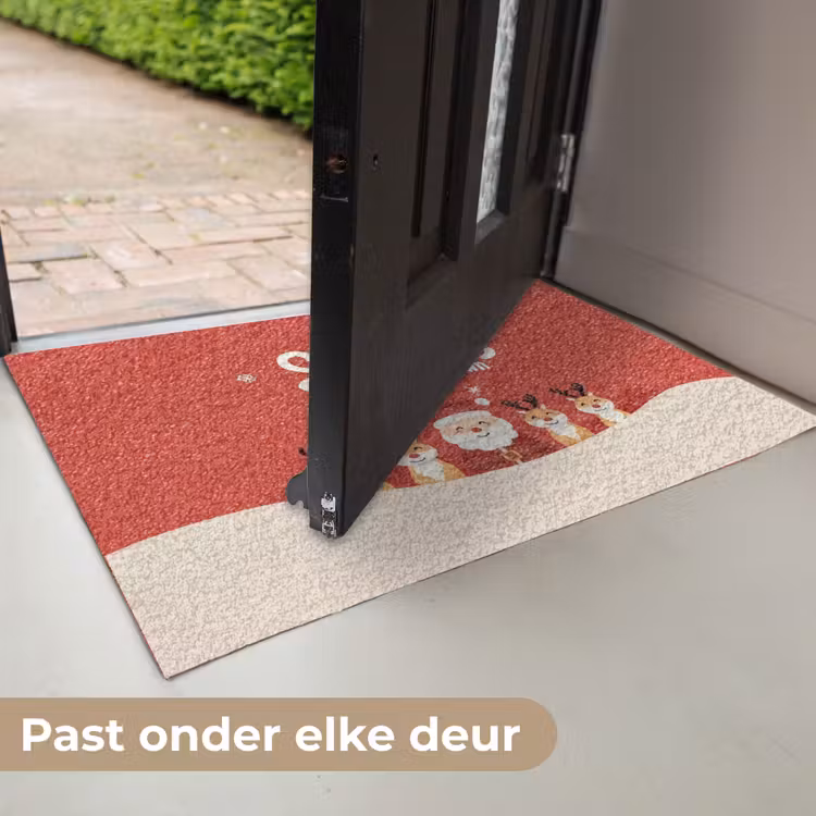 Illustratie - Kerstman - Rendieren - Rood Deurmat klein -USP_NL