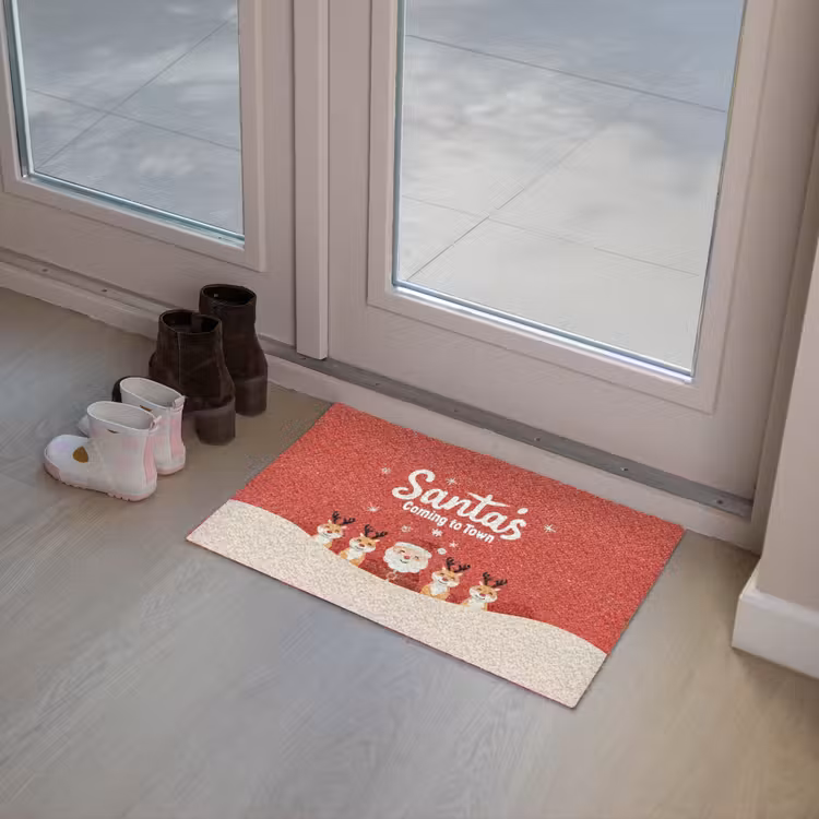 Illustratie - Kerstman - Rendieren - Rood Deurmat klein -sfeer3