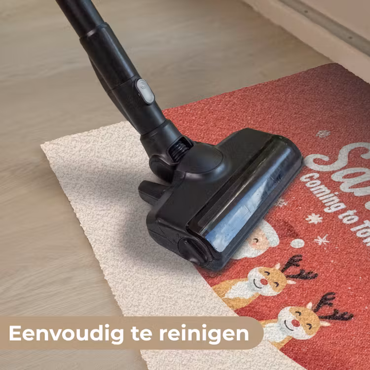 Illustratie - Kerstman - Rendieren - Rood Deurmat klein -reinigen_NL