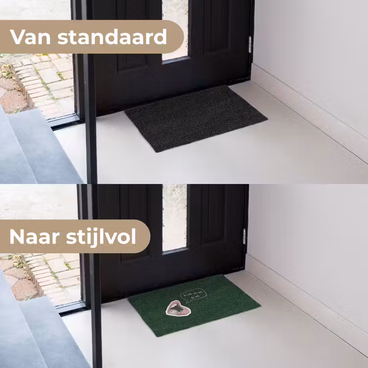 Illustratie - Mond - Donkergroen - Tekstwolkje Deurmat klein -voor-na_NL