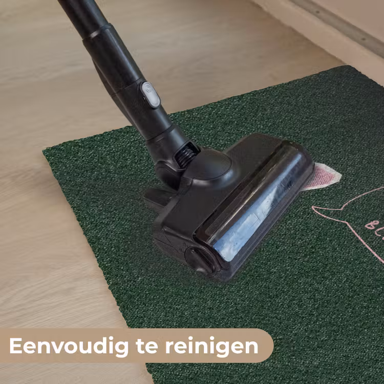 Illustratie - Mond - Donkergroen - Tekstwolkje Deurmat klein -reinigen_NL