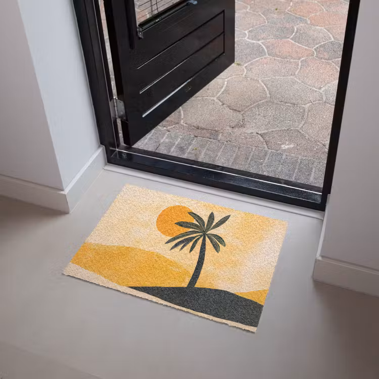 Illustratie - Palmboom - Zon - Heuvels Deurmat klein -sfeer5
