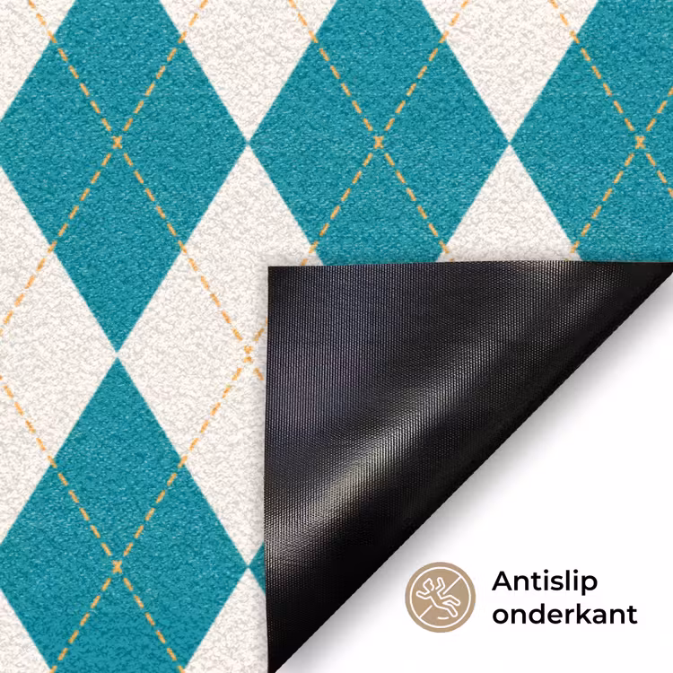 Illustratie - Ruiten - Rood - Groen Deurmat klein 898 -antislip_NL