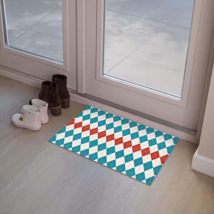 Illustratie - Ruiten - Rood - Groen Deurmat klein 898 -sfeer3