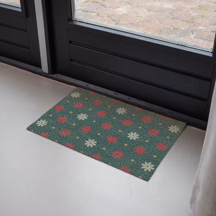 Illustratie - Sneeuwvlokken - Groen Deurmat klein 898 -sfeer2