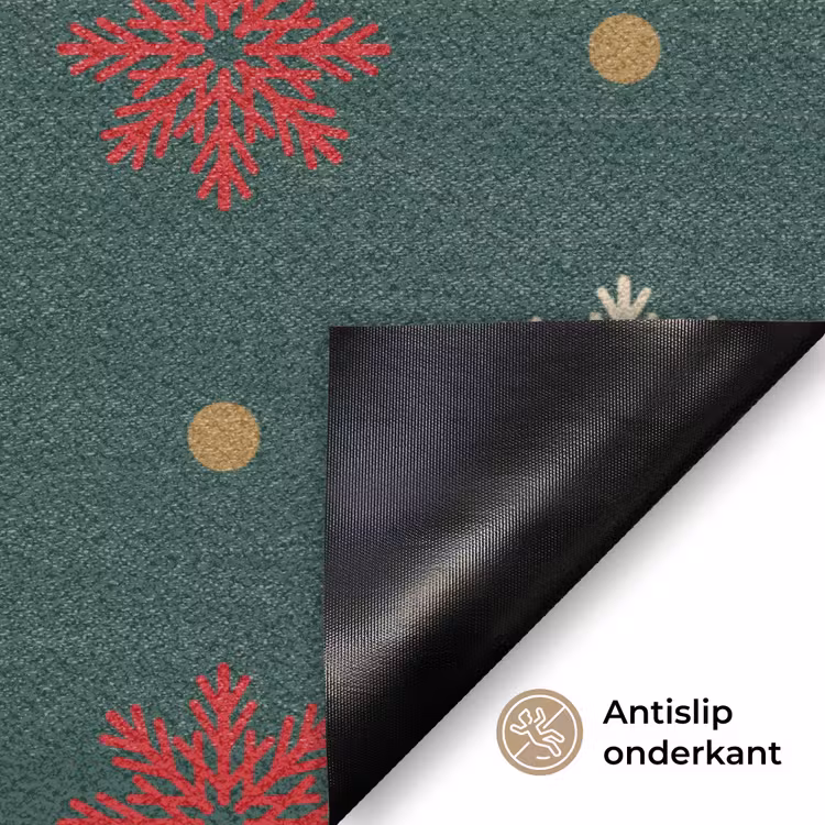 Illustratie - Sneeuwvlokken - Groen Deurmat klein 898 -antislip_NL