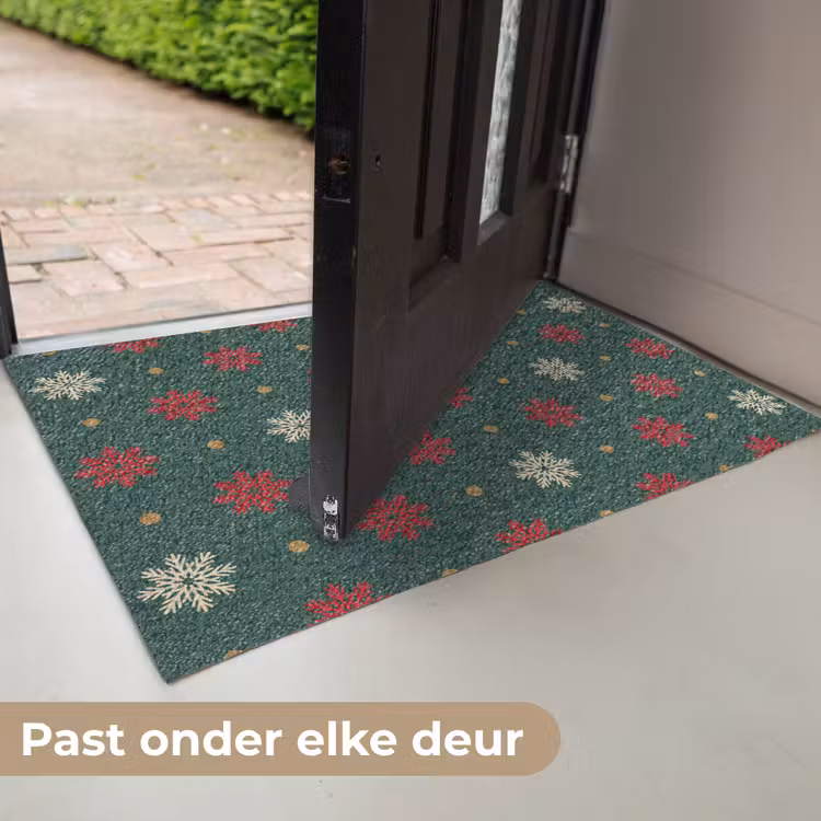 Illustratie - Sneeuwvlokken - Groen Deurmat klein 898 -USP_NL