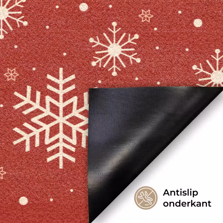 Illustratie - Sneeuwvlokken - Rood Deurmat klein 898 -antislip_NL