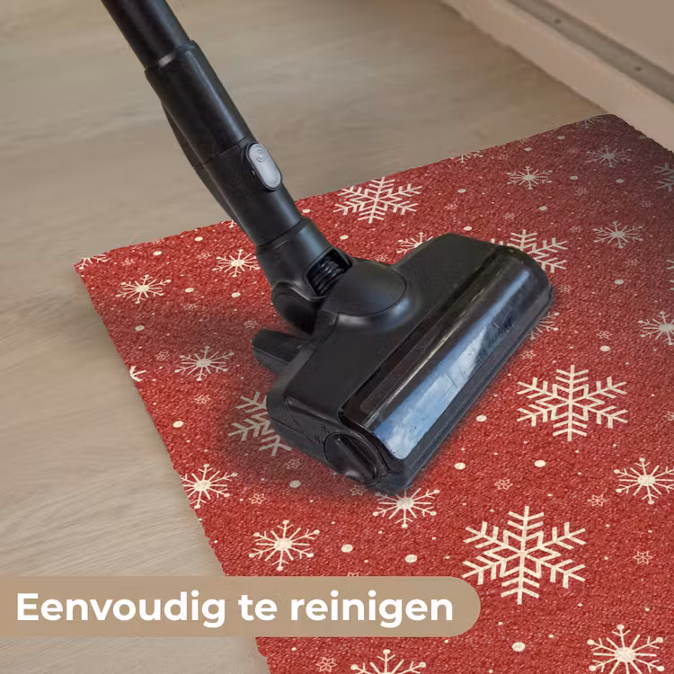 Illustratie - Sneeuwvlokken - Rood Deurmat klein 898 -reinigen_NL