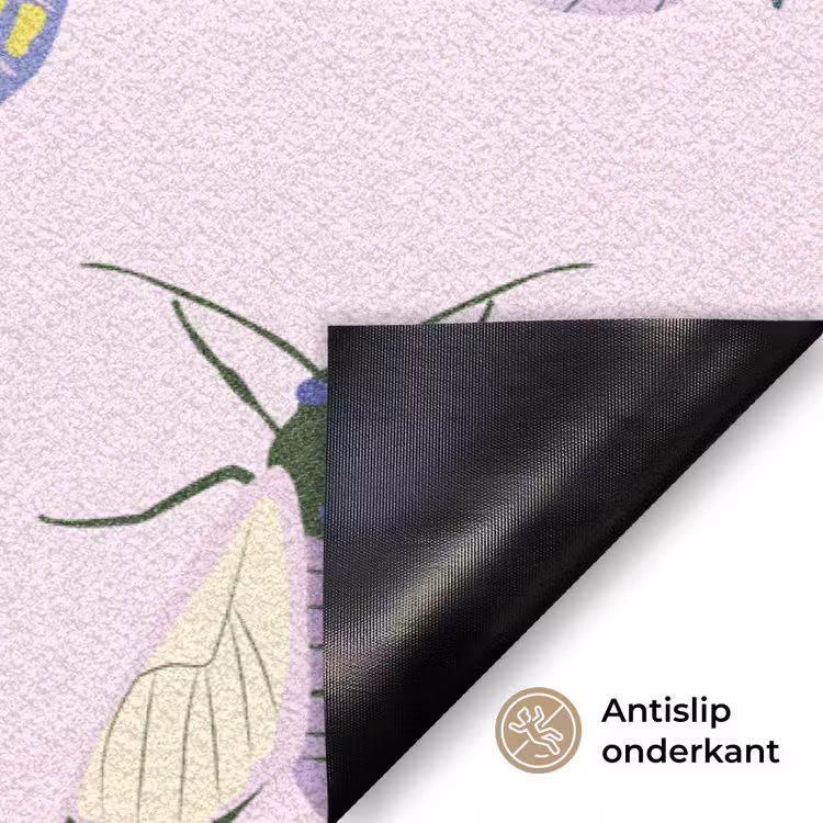 Insecten - Vlinders - Patroon - Roze - Kleurrijk Deurmat klein -antislip_NL
