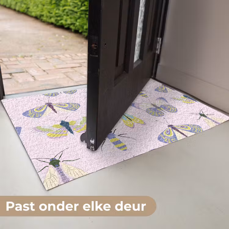 Insecten - Vlinders - Patroon - Roze - Kleurrijk Deurmat klein -USP_NL
