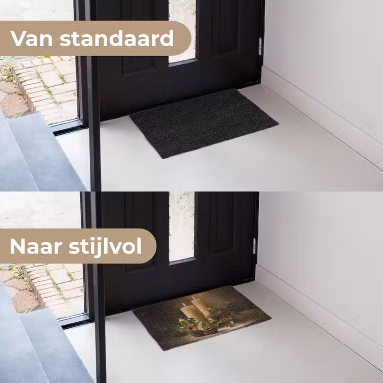 Kaarslicht - Kerst - Veelkleurig Deurmat klein -voor-na_NL