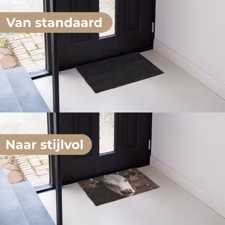 Kalf - Oormerk - Houten stal Deurmat klein -voor-na_NL