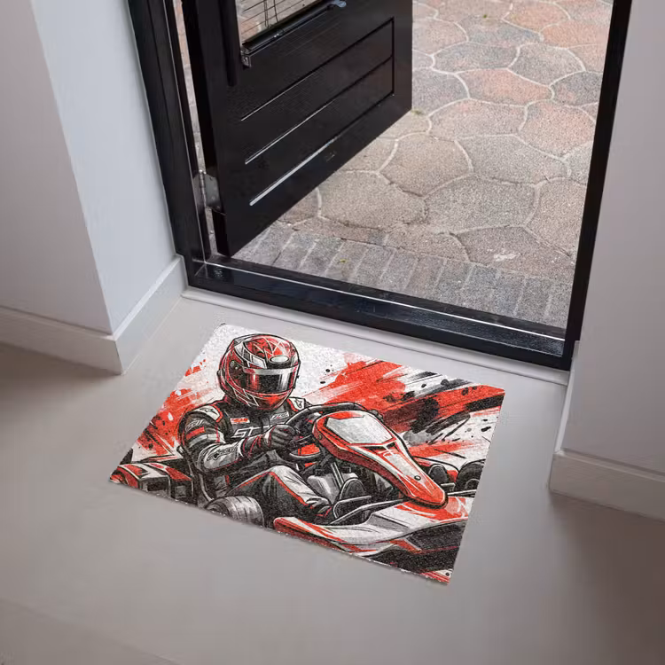 Kart - Coureur - Snelheid - Rood Deurmat klein -sfeer5