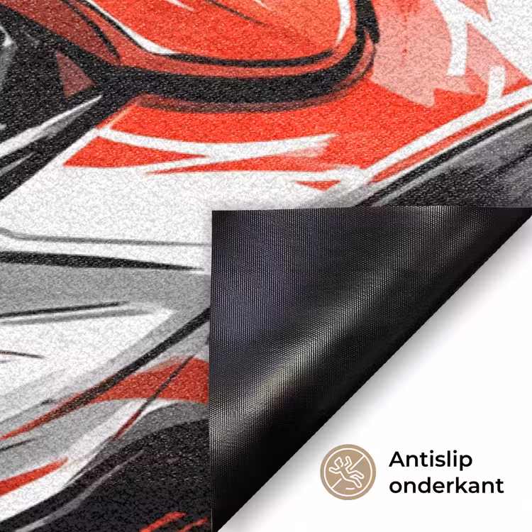 Kart - Coureur - Snelheid - Rood Deurmat klein -antislip_NL