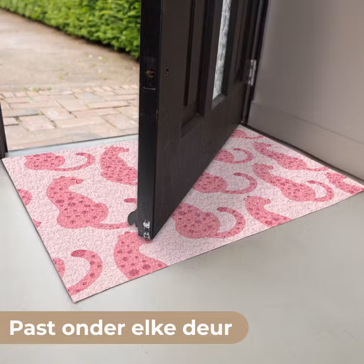 Kat - Gevlekt - Dieren - Patroon - Roze Deurmat klein -USP_NL
